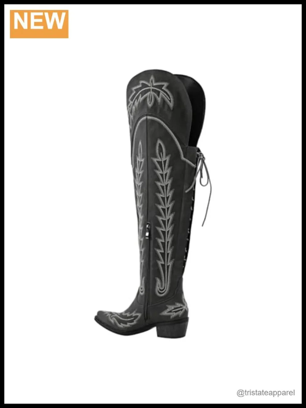 Women's Thigh High Boots Embroidered Cowboy Western Pull On Chunky Heel